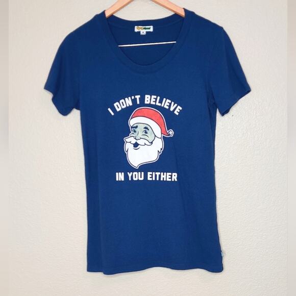 Tipsy Elves Christmas Funny T-shirt I Don't Believe In You Either Santa Large - Picture 9 of 12